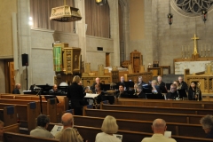 Marcia Bornhurst Parkes, MMBB music director, leading the band during the "Time for Lovin" benefit concert at Asbury First United Methodist Church, September 26, 2019. Photo by Steven Lau.
