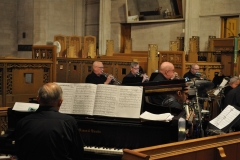 MMBB rhythm section and part of trumpet section during the "Time for Lovin" benefit concert at Asbury First United Methodist Church, September 26, 2019. Photo by Steven Lau.